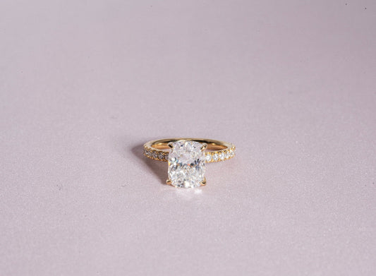3.0 CT Elongated Cushion Moissanite Hidden Halo Engagement Ring With Pave Setting - farrellouise