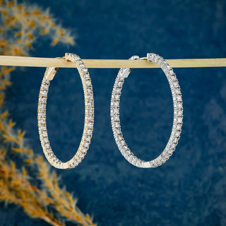 2.66 TCW Round Moissanite Diamond Hoop Earrings - farrellouise