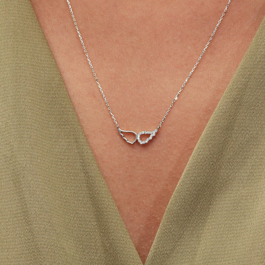 0.10 TCW Round Moissanite Diamond Wing Pendent Necklace - farrellouise