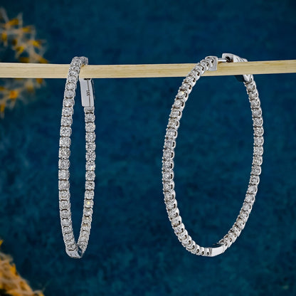 2.30 TCW Round Moissanite Diamond Hoop Earrings - farrellouise