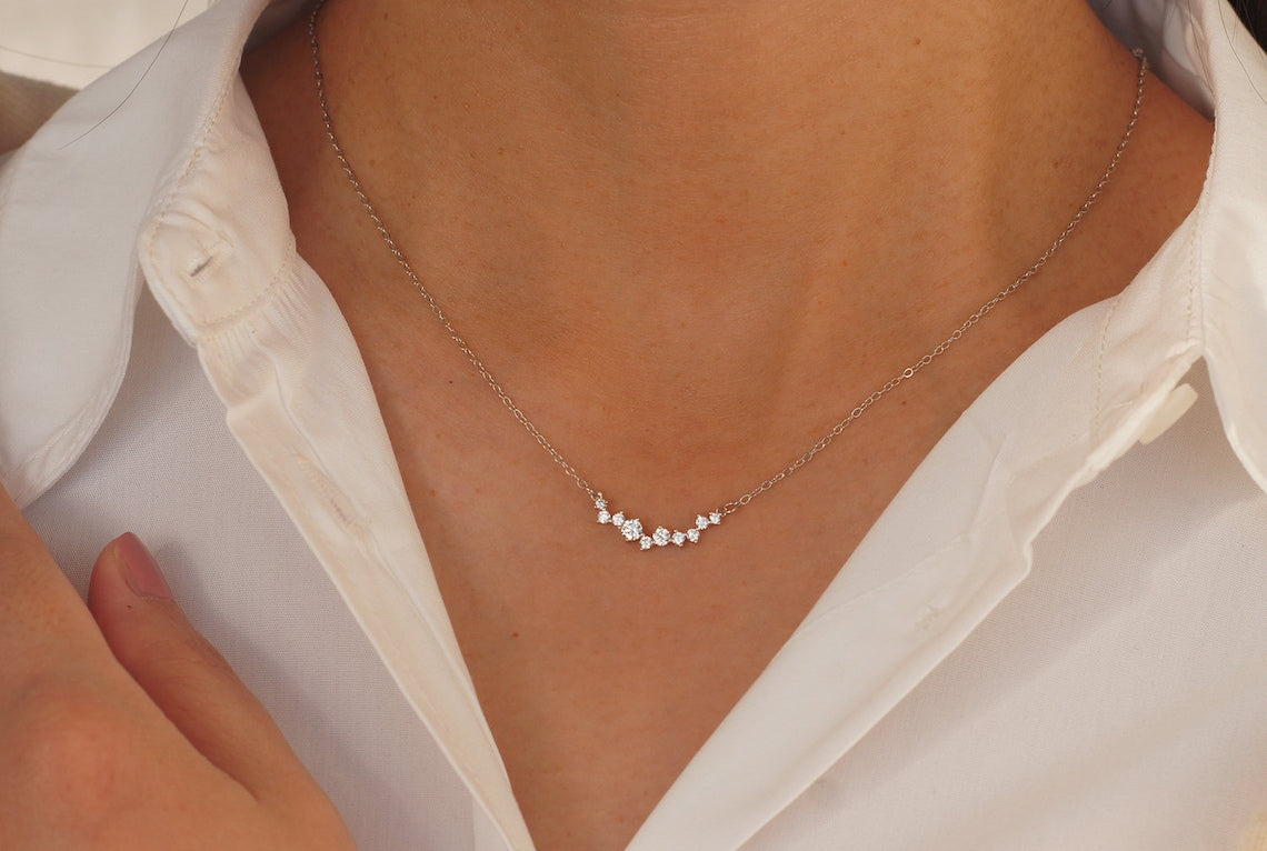0.50 TCW Round Moissanite Diamond Dainty Necklace - farrellouise