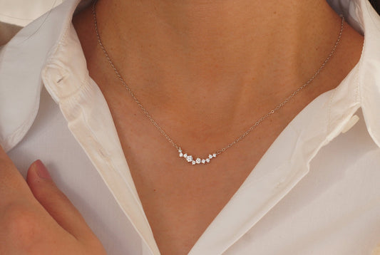 0.50 TCW Round Moissanite Diamond Dainty Necklace - farrellouise