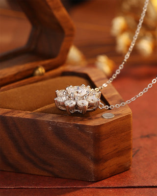 0.50 CT Round Moissanite Diamond Floral Necklace - farrellouise