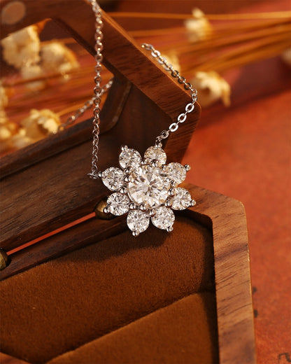 0.50 CT Round Moissanite Diamond Floral Necklace - farrellouise