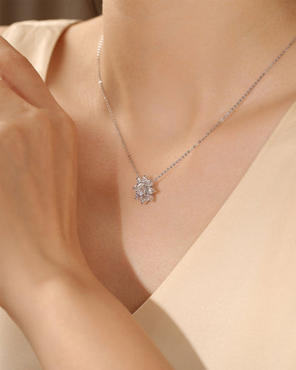 0.50 CT Round Moissanite Diamond Floral Necklace - farrellouise