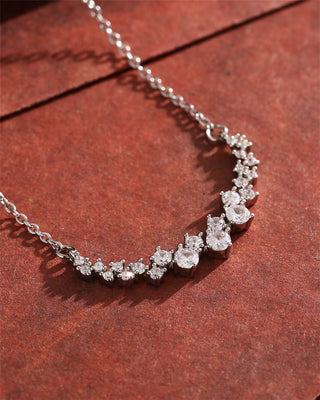 1.20 TCW Round Moissanite Diamond Cluster Necklace - farrellouise