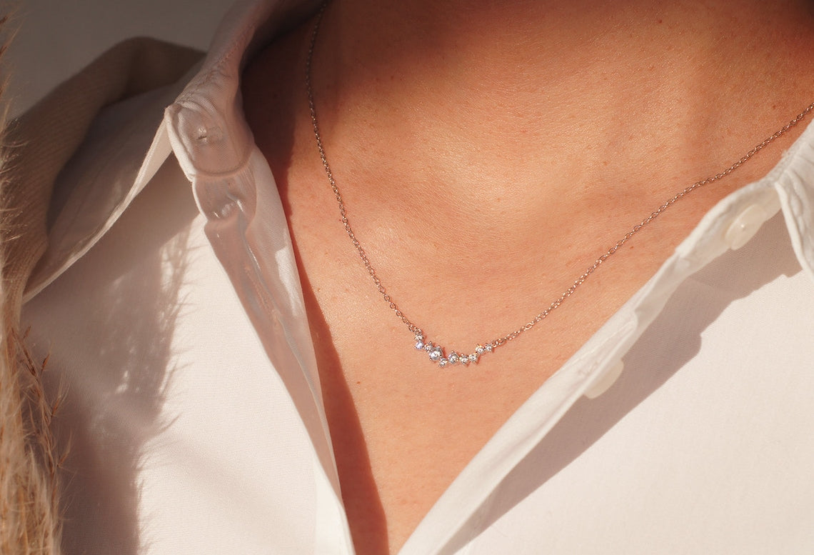 0.50 TCW Round Moissanite Diamond Dainty Necklace - farrellouise