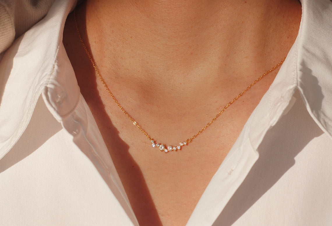 0.50 TCW Round Moissanite Diamond Dainty Necklace - farrellouise