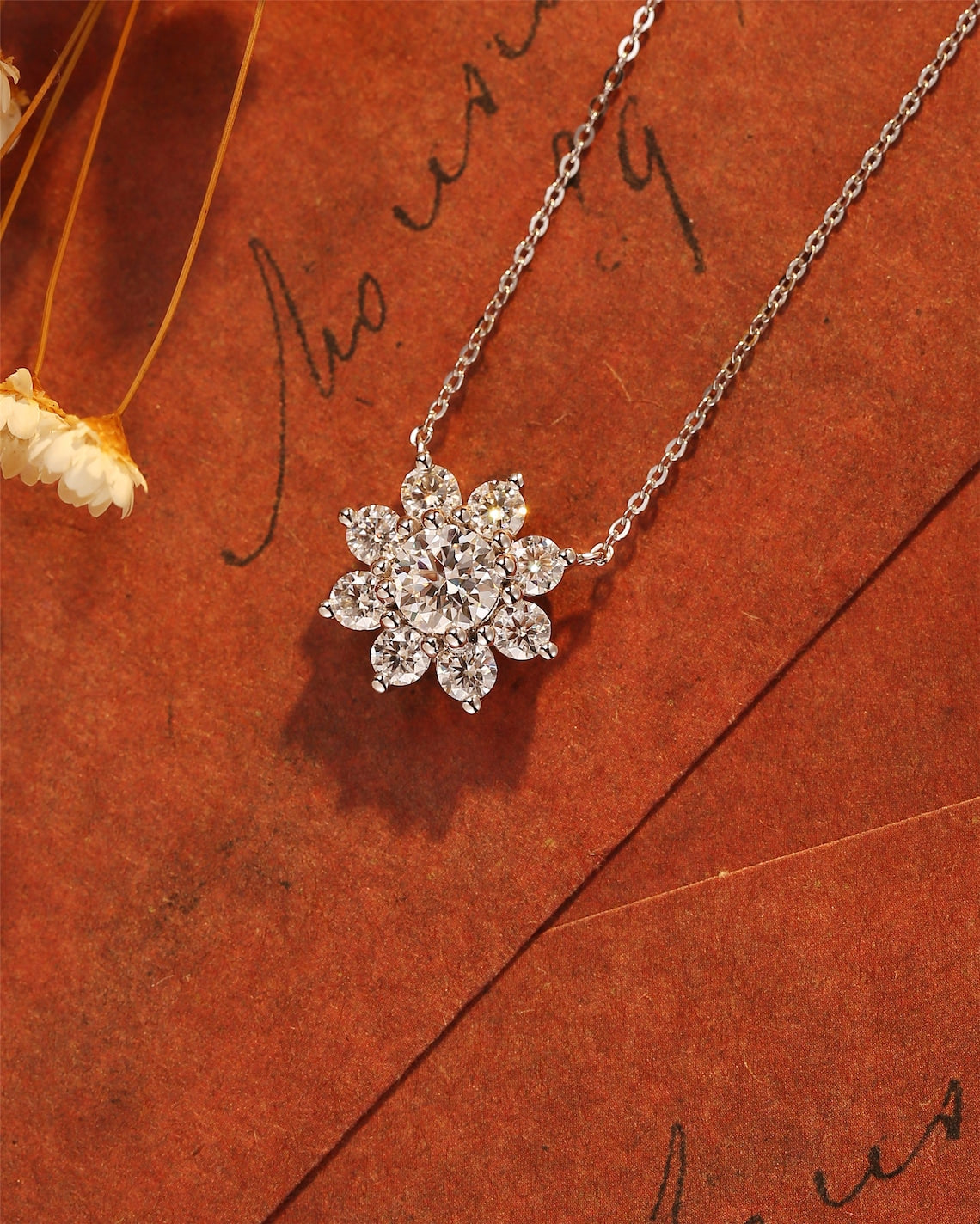 0.50 CT Round Moissanite Diamond Floral Necklace - farrellouise