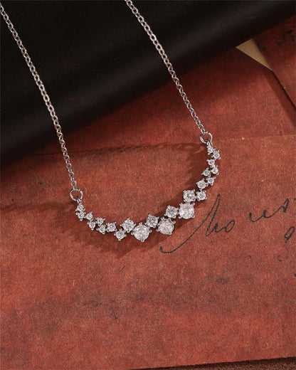 1.20 TCW Round Moissanite Diamond Cluster Necklace - farrellouise