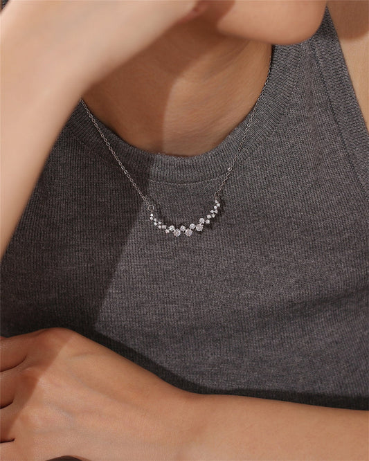 1.20 TCW Round Moissanite Diamond Cluster Necklace - farrellouise
