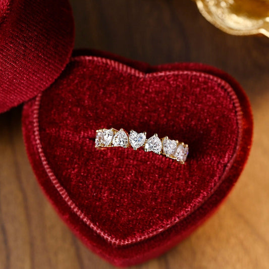 3.0 TCW Heart Moissanite Diamond Full Eternity Wedding Band - farrellouise
