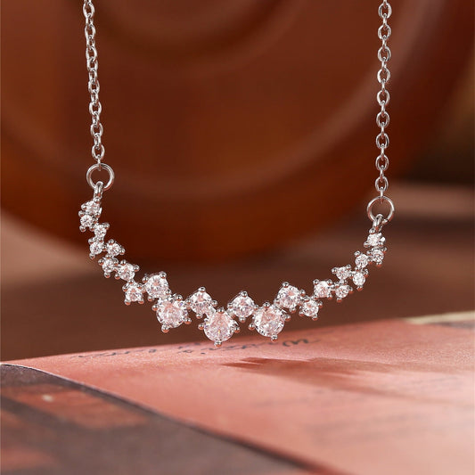 1.20 TCW Round Moissanite Diamond Cluster Necklace - farrellouise