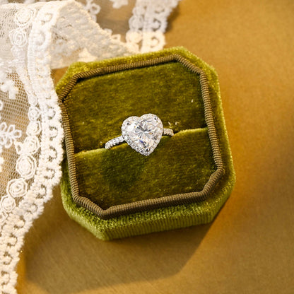 1.0 CT Heart Moissanite Diamond Halo Pave Ring - farrellouise