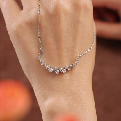 1.20 TCW Round Moissanite Diamond Cluster Necklace - farrellouise