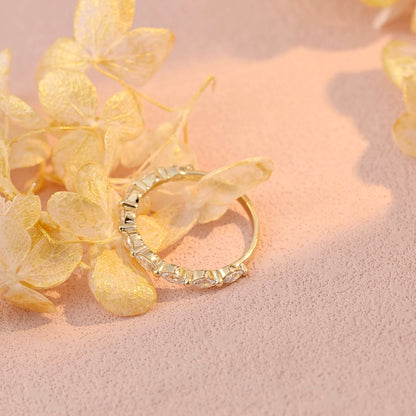 0.72 TCW Marquise Moissanite Bubble Prongs Wedding Band - farrellouise