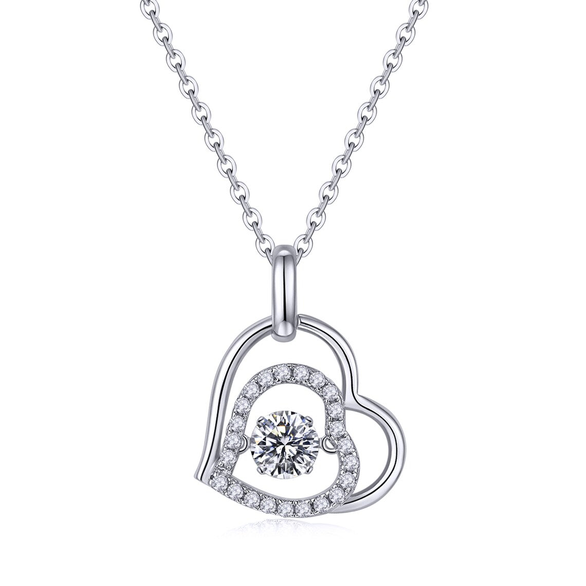 0.50 CT Round Moissanite Diamond Heart Shaped Pendant Necklace - farrellouise