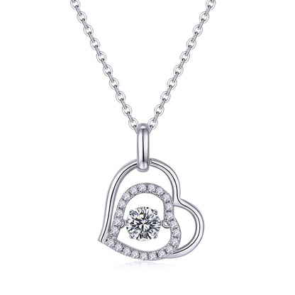 0.50 CT Round Moissanite Diamond Heart Shaped Pendant Necklace - farrellouise