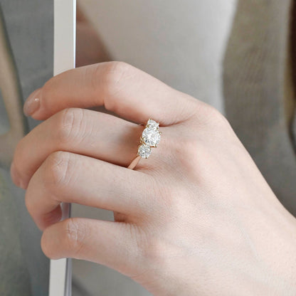 1.5 CT Round Moissanite Three Stone Engagement Ring - farrellouise