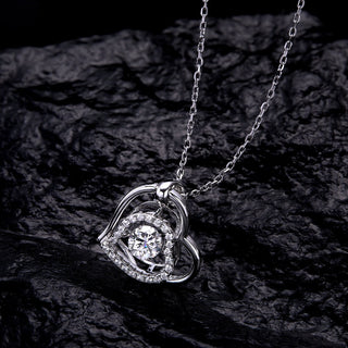 0.50 CT Round Moissanite Diamond Heart Shaped Pendant Necklace - farrellouise