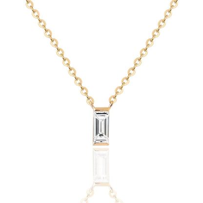 0.10 TCW Baguette Moissanite Diamond Solitaire Necklace - farrellouise
