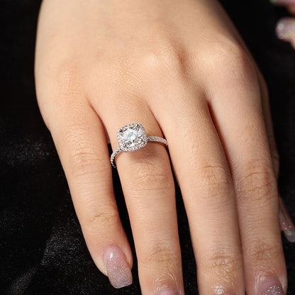 2.11 CT Cushion Moissanite Halo Engagement Ring With Pave Setting - farrellouise