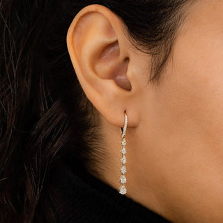 1.0 TCW Round Moissanite Diamond Long Drop Earrings - farrellouise