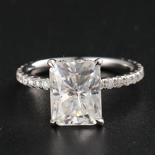 3.25 CT Radiant Moissanite Hidden Halo Pave Setting Engagement Ring - farrellouise