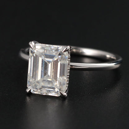2.50 CT Emerald Moissanite Hidden Halo Engagement Ring - farrellouise