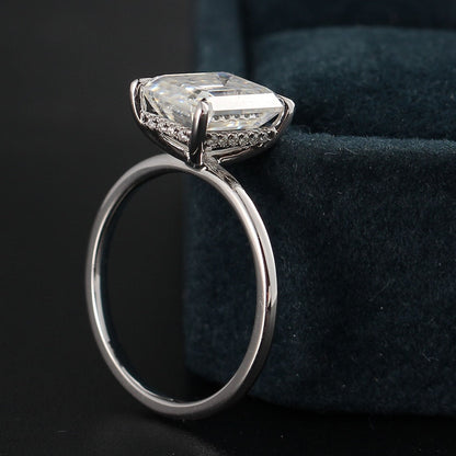 2.50 CT Emerald Moissanite Hidden Halo Engagement Ring - farrellouise