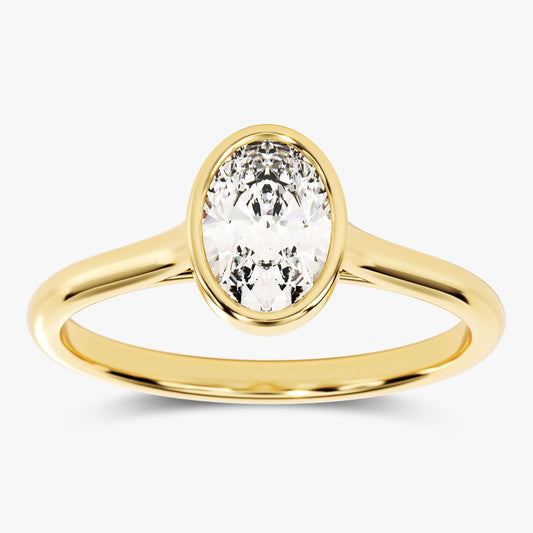 2.0 CT Oval Moissanite Bezel Engagement Ring - farrellouise