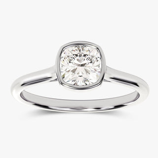 1.50 CT Cushion Moissanite Bezel Engagement Ring - farrellouise