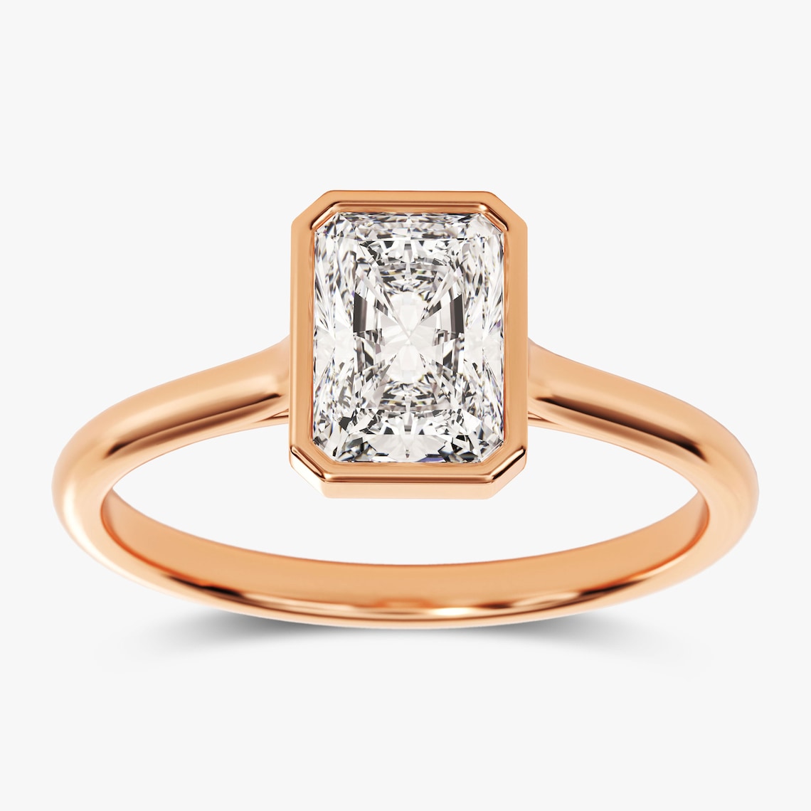 1.50 CT Radiant Moissanite Bezel Engagement Ring - farrellouise