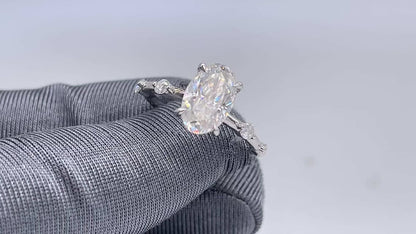 2.50 CT Oval Moissanite Hidden Halo Dainty Pave Setting Engagement Ring - farrellouise
