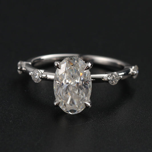 2.50 CT Oval Moissanite Hidden Halo Dainty Pave Setting Engagement Ring - farrellouise