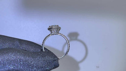 2.11 CT Cushion Moissanite Halo Engagement Ring With Pave Setting - farrellouise