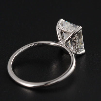 2.50 CT Emerald Moissanite Hidden Halo Engagement Ring - farrellouise