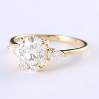 2.44 CT Oval Moissanite Three Stone Engagement Ring - farrellouise