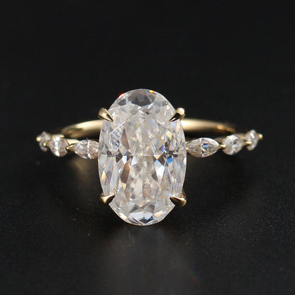 3.50 CT Oval Moissanite Hidden Halo Engagement Ring With Pave Setting - farrellouise