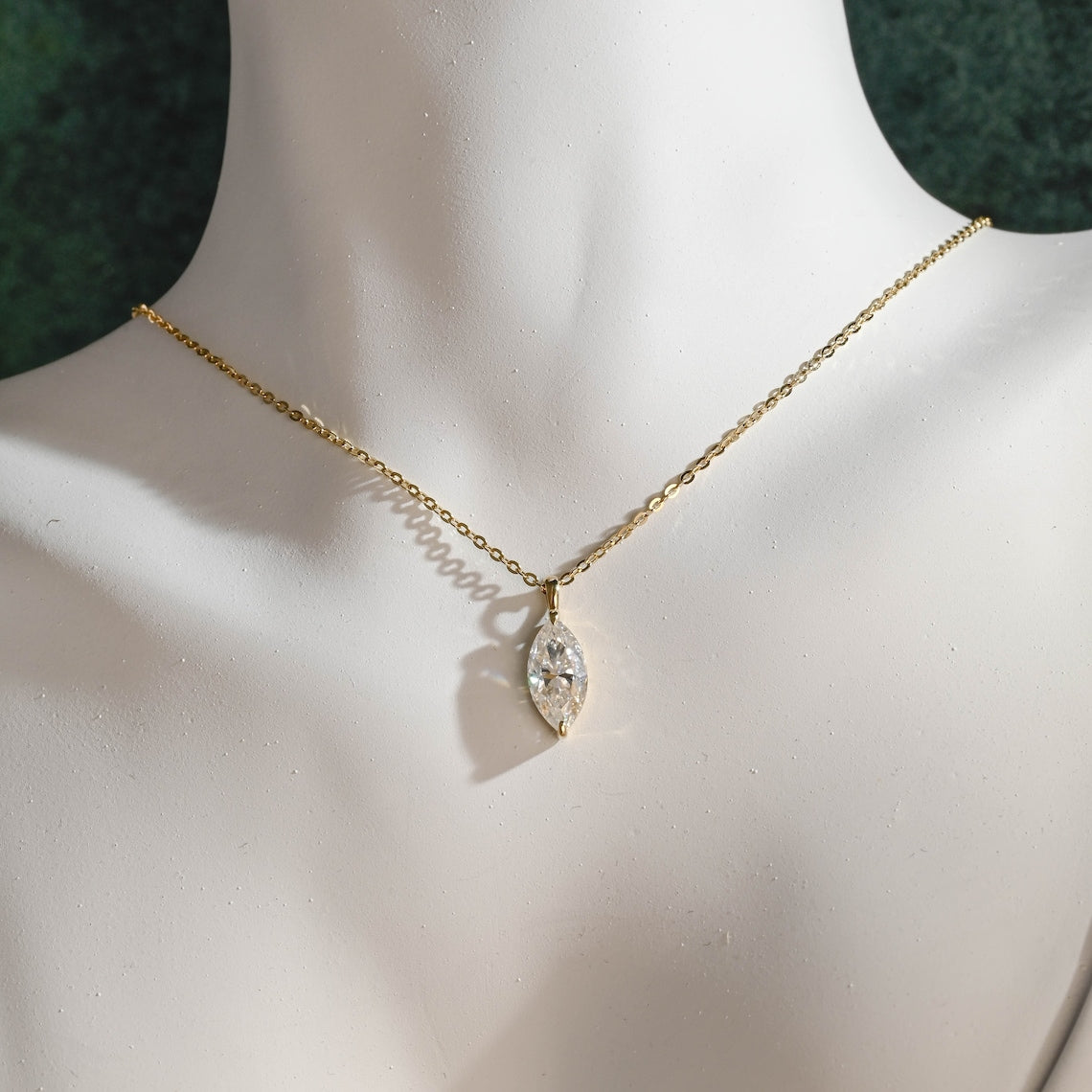 0.80 TCW Marquise Moissanite Diamond Solitaire Necklace - farrellouise