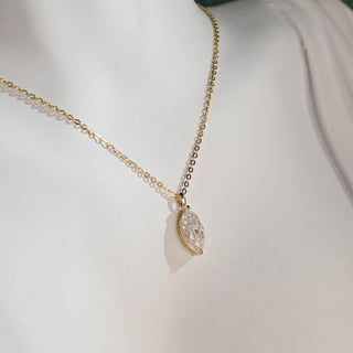 0.80 TCW Marquise Moissanite Diamond Solitaire Necklace - farrellouise