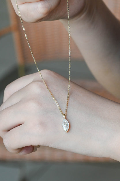 0.80 TCW Marquise Moissanite Diamond Solitaire Necklace - farrellouise
