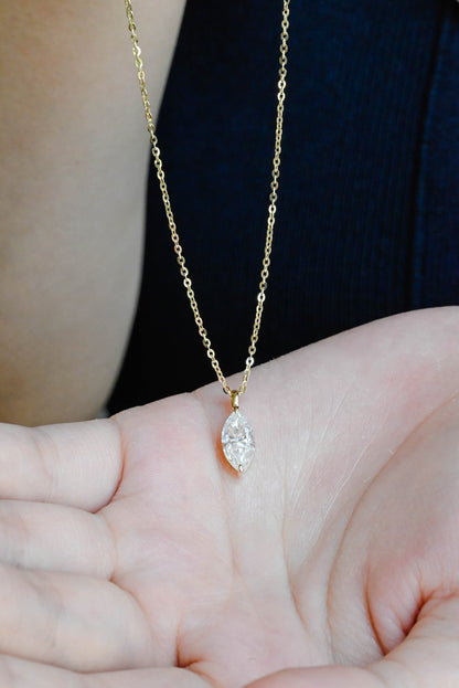 0.80 TCW Marquise Moissanite Diamond Solitaire Necklace - farrellouise
