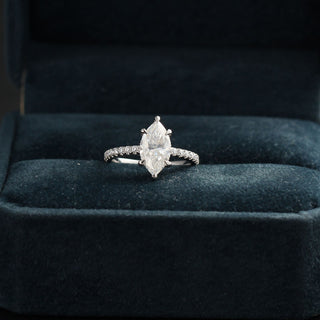 2.0 CT Marquise Moissanite Hidden Halo Engagement Ring With Pave Setting - farrellouise