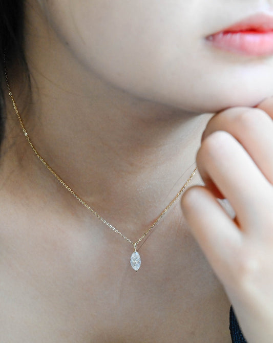 0.80 TCW Marquise Moissanite Diamond Solitaire Necklace - farrellouise