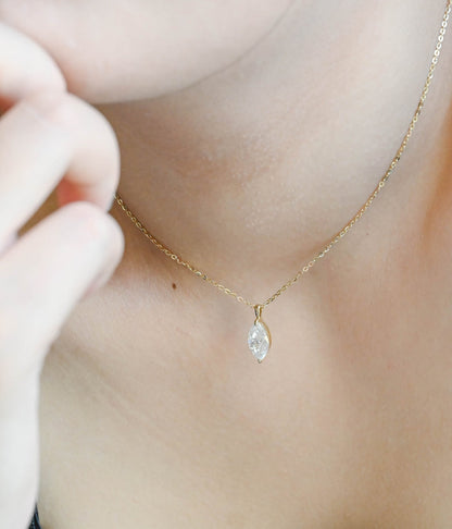 0.80 TCW Marquise Moissanite Diamond Solitaire Necklace - farrellouise