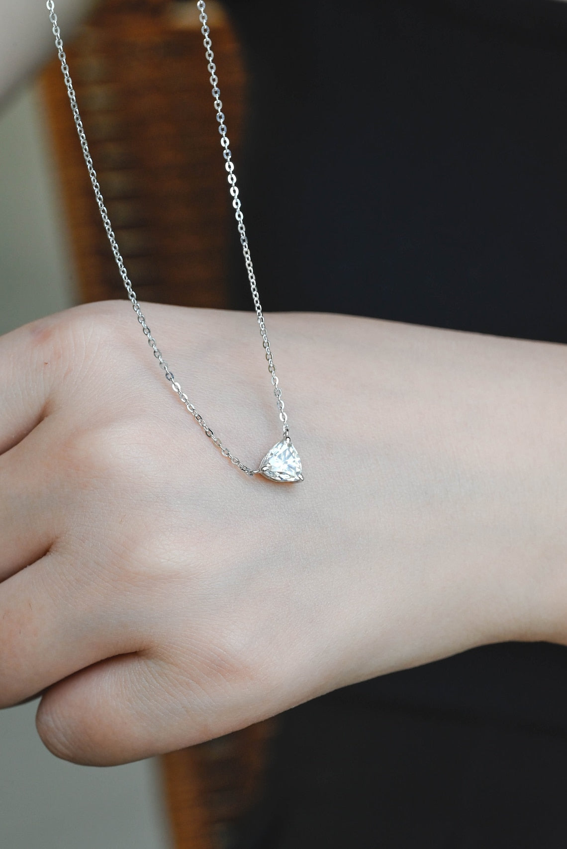 1.0 CT Trillion Moissanite Diamond Solitaire Necklace - farrellouise