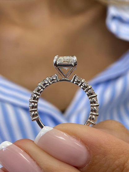 2.0 CT Radiant Moissanite Pave Setting Engagement Ring - farrellouise