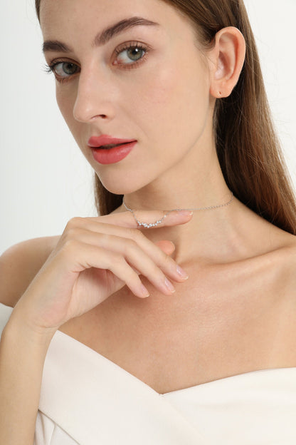0.50 TCW Round Moissanite Diamond Dainty Necklace - farrellouise
