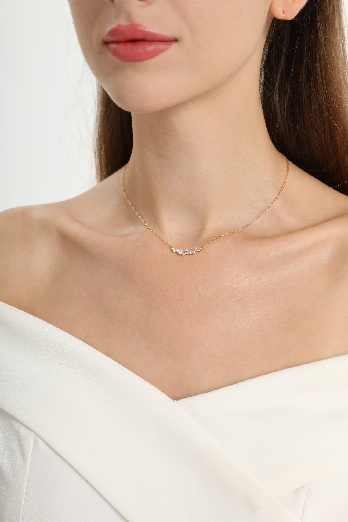 0.50 TCW Round Moissanite Diamond Dainty Necklace - farrellouise